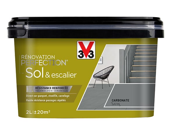 V33 PEINTURE - Peinture sol et escalier - Carbonate Satinée - 2L - large