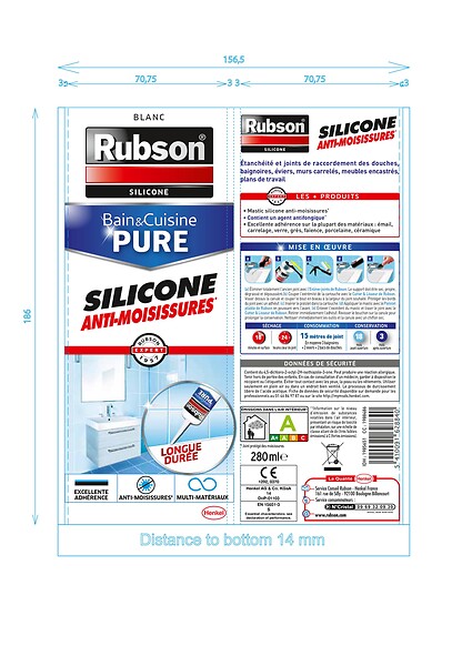 RUBSON - Mastic silicone anti-moisissures - blanc - cartouche 280ml - large