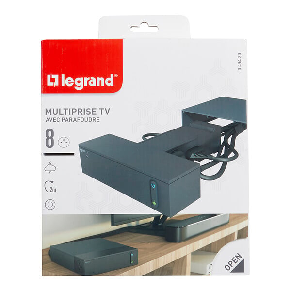 LEGRAND - Multiprise avec parafoudre 8 prises - Aluminium - Noir - 3680W - large