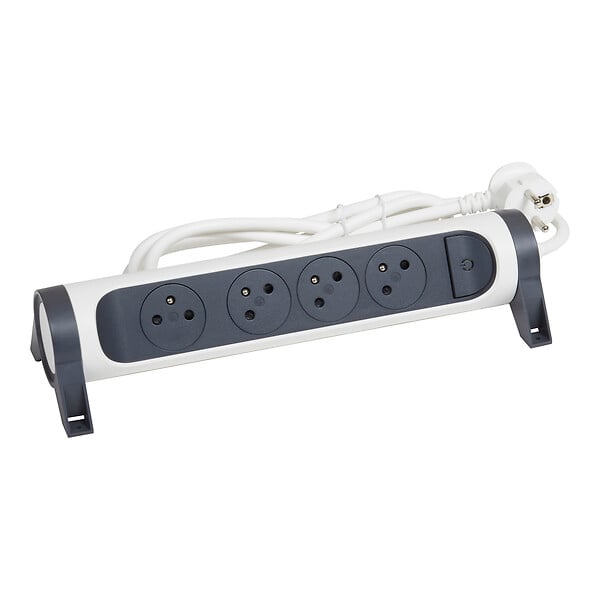 LEGRAND - Multiprise 4 prises rotative - Blanc/Gris - Câble 1,5m - large