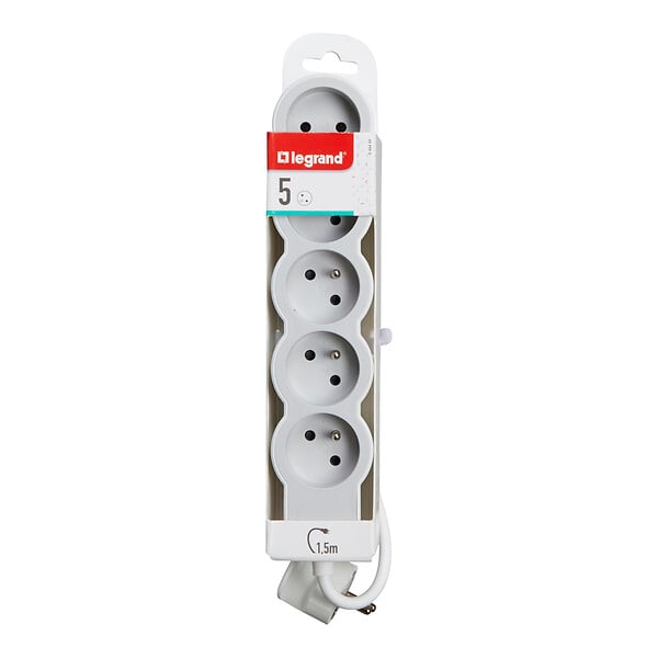 LEGRAND - Multiprise extra-plate 5 prises avec câble 1,5 m - large