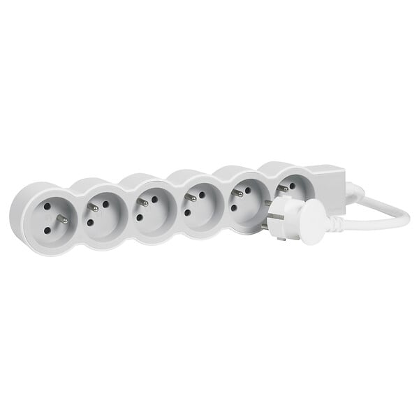 LEGRAND - Multiprise 6 prises extra-plate - Blanc et gris - 1,5 m - large