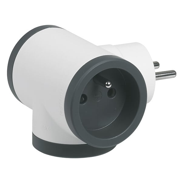LEGRAND - Fiche multiprise 3 prises latérales - Blanc et gris foncé - large