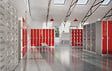 Vestiaire industrie propre 4 cases gris perle-rouge - vignette