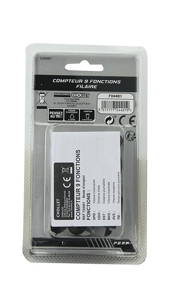 PERF - Compteur de vélo filaire - 9 fonctions - Pile AG13 - large