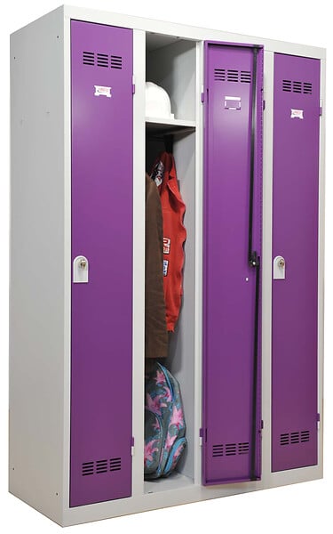 P.HENRY - Vestiaire industrie propre - 4 cases - Gris perle et prune - large