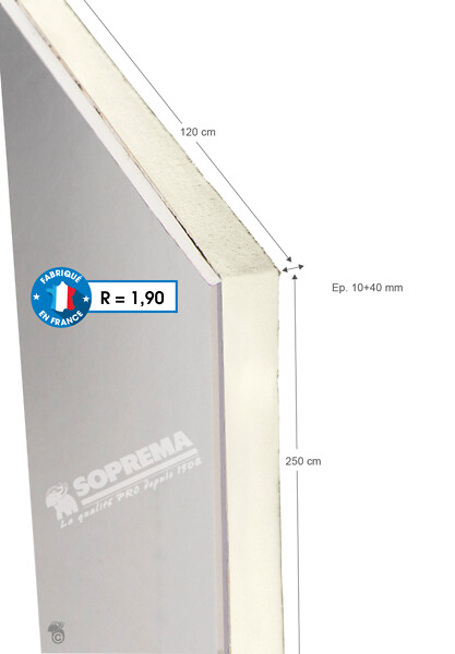 SOPREMA - Panneau de doublage polyuréthane + plâtre - 250x120x5cm - large