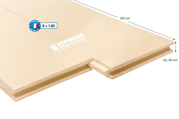 SOPREMA - Panneau isolant XPS polystyrène extrudé - 250x60x6cm - R=1.8 - large
