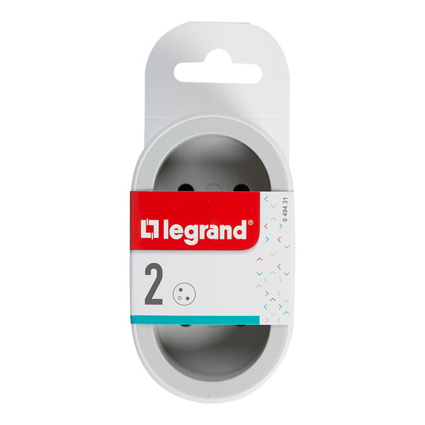 LEGRAND - Fiche multiprise 2 prises - Blanc Gris - 16A 3680W - large