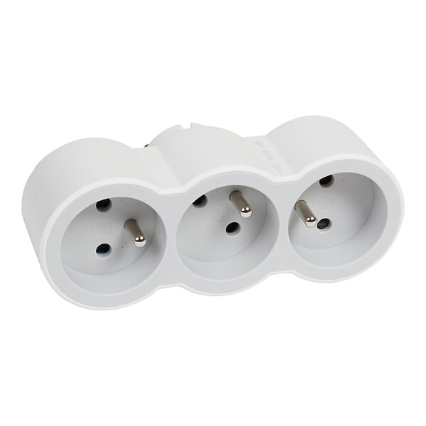 LEGRAND - Fiche multiprise 3 prises frontales blanc gris - large