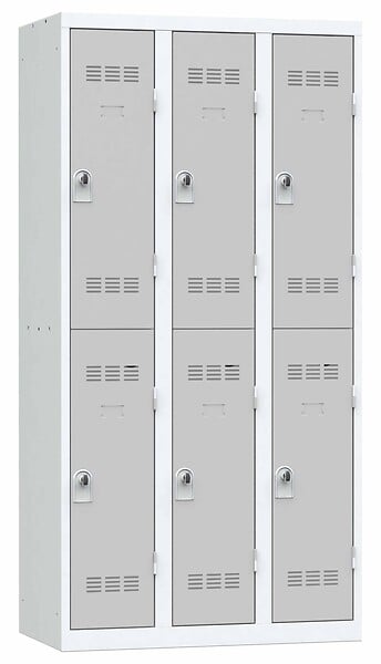 P.HENRY - Vestiaire 3 colonnes de 2 cases gris perle - large