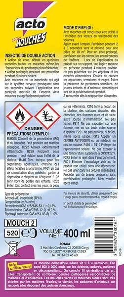 ACTO - Aérosol spécial mouches 400ml - large