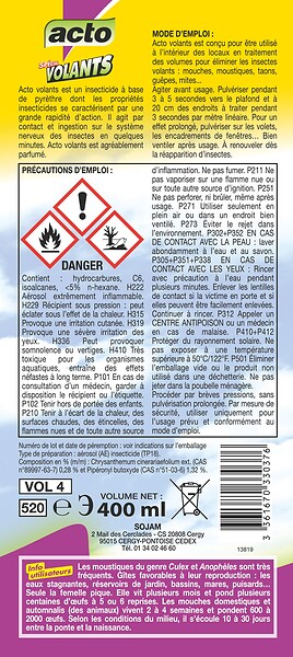 ACTO - Aérosol spécial volants aux extraits de pyrèthre 400ml - large