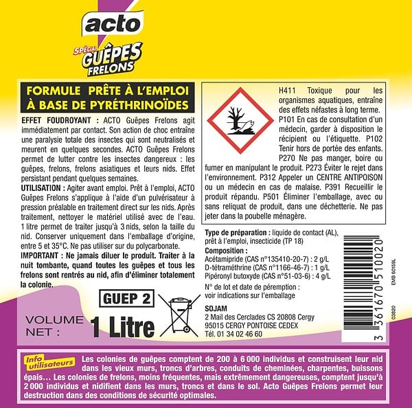ACTO - Liquide spécial nids guêpes - frelons 1L - large