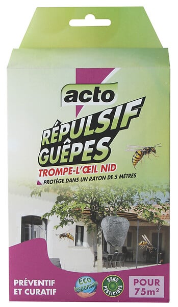 ACTO - Répulsif guêpes trompe-l'œil - Nid factice - Protection 5 m - large