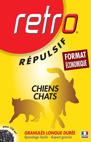 RETRO - Granulés répulsifs chiens-chats 1kg - 110m² - 3 semaines - large