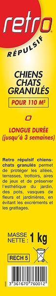 RETRO - Granulés répulsifs chiens-chats 1kg - 110m² - 3 semaines - large