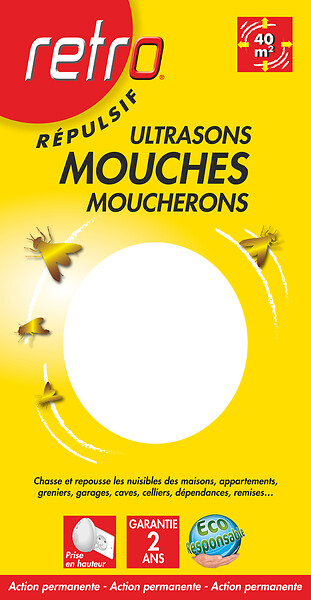 RETRO - Répulsif ultrasons mouches moucherons - large
