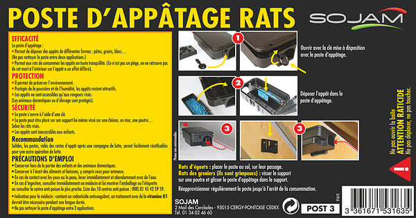 ACTO - Poste d'appâtage rats - Plastique - Avec serrure à clé - large