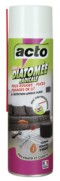 ACTO - Terre de diatomee poudre fourmis - puces - punaises de lit 500ml - large