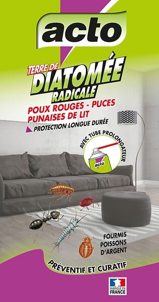 ACTO - Terre de diatomee poudre fourmis - puces - punaises de lit 500ml - large