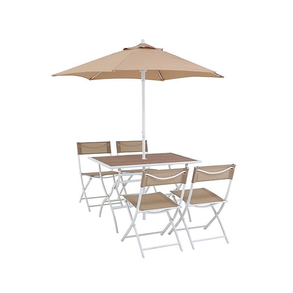 Salon de jardin - Acier - Taupe - 4 personnes - large