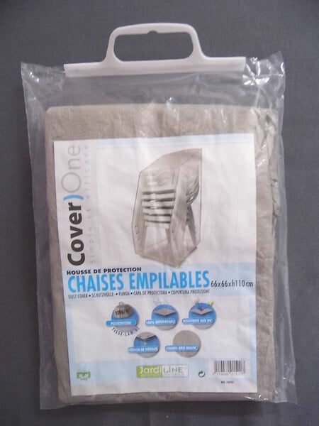 JARDILINE - Housse de protection pour chaises empilables Cover One - Gris mastic - L.66xl.66xH.110cm - large