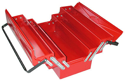 P.HENRY - Boîte à outil dépliante - 5 compartiments - Acier - Rouge - 20x47x20cm - large