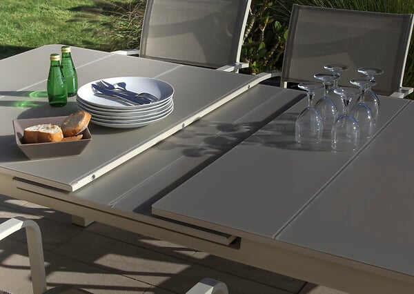 JARDILINE - Table de jardin Milos - Aluminium - Ivoire - 10 personnes - large