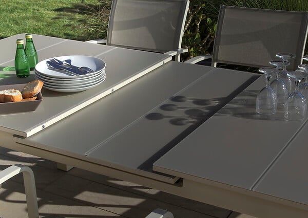 JARDILINE - Table de jardin Milos - Aluminium - Ivoire - 10 personnes - large