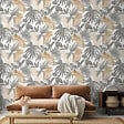 GRANDECO - Papier vinyle - Motif wild palms - Gris - vignette