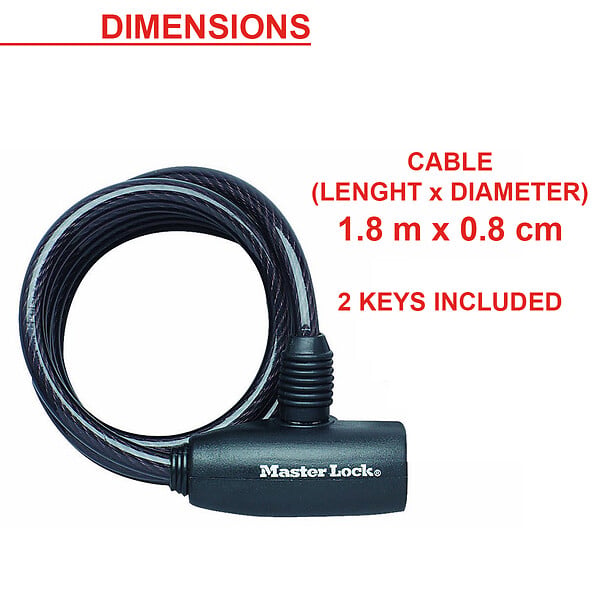 MASTER LOCK - Câble antivol acier 1.8mx8mm - large