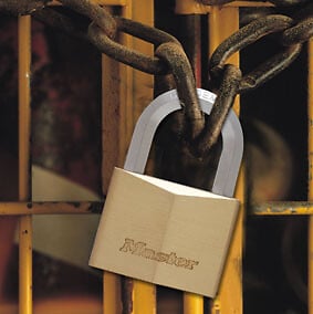 MASTER LOCK - Cadenas à clé laiton massif 50mm anse hexagonale d.9xh.30mm 4 clés - large
