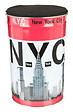 P.HENRY - Coffre pouf en métal New York - 33L - Diam.30,7xH.47cm - vignette