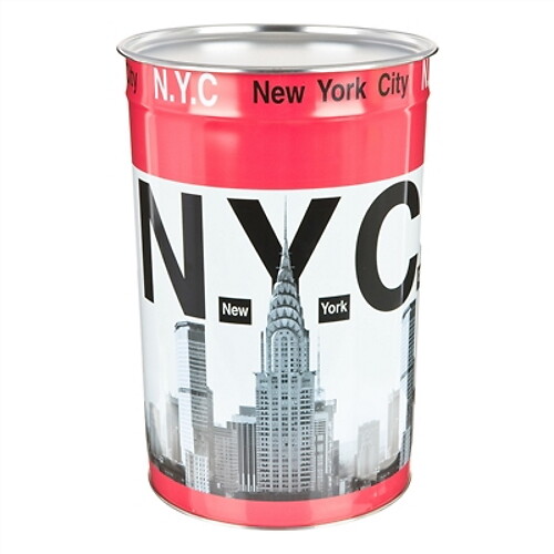 P.HENRY - Coffre pouf en métal New York - 33L - Diam.30,7xH.47cm - large