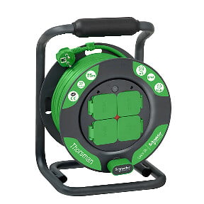 SCHNEIDER ELECTRIC - Enrouleur de câble - Vert et gris - 4 prises IP44 - 25m - large