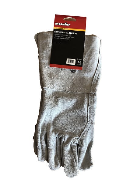 STANLEY - Gants de soudure arc - Cuir de chèvre - Blanc/gris - 38cm - large