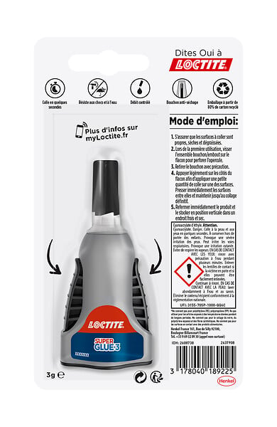 LOCTITE - Colles Cyanoacrylates SUPERGLUE-3 Liquide Control 3g - large