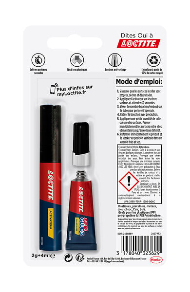 LOCTITE - Colle plastique Super Glue 3 - 2g + 4ml - large