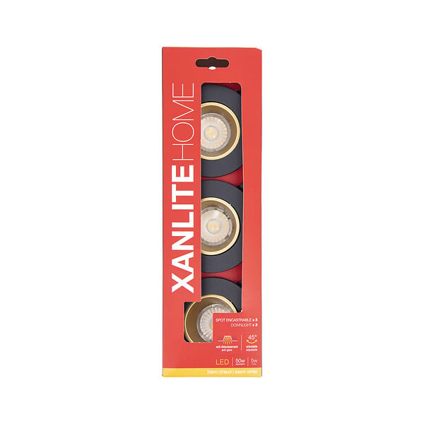 XANLITE - Pack de 3 spots encastrables orientables Noir et Or - 2700K - large
