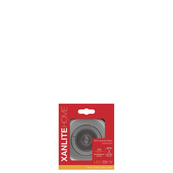 XANLITE - Spot encastrable rond en aluminium blanc, culot GU10, puissance max 50W, lumière blanc chaud 2700 K, indice IP20, usage intérieur - large
