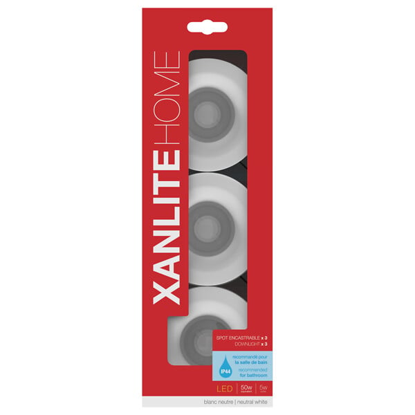 XANLITE - Pack de 3 spots GU10 50W 4000K rond blanc IP44 - large