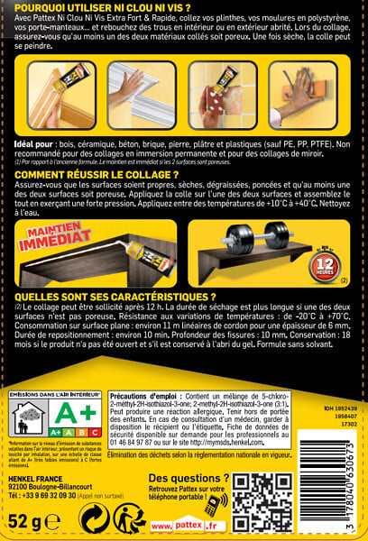 PATTEX - Mastic-colle Ni clou ni vis - 52g - large