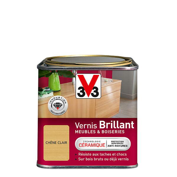 V33 BOIS - Vernis Meubles et Boiseries Brillant - Chêne clair - 0,5L - large