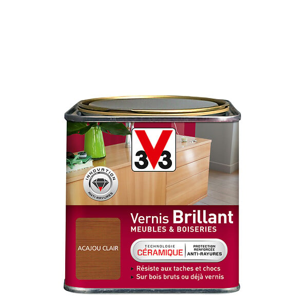 V33 BOIS - Vernis brillant acajou clair - 0,5L - large