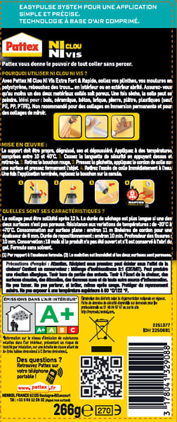 PATTEX - Colle Fixation Ni Clou Ni Vis MSP - 266g - large