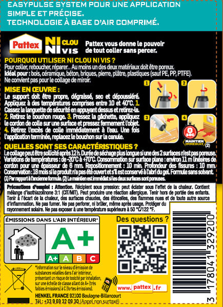 PATTEX - Colle Fixation Ni Clou Ni Vis MSP cartouche 133g - large