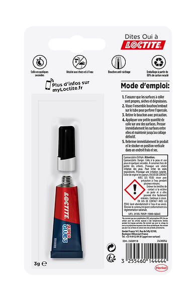 LOCTITE - Colle Cyanoacrylates SG3 Liquide Universal Tube 3g - large
