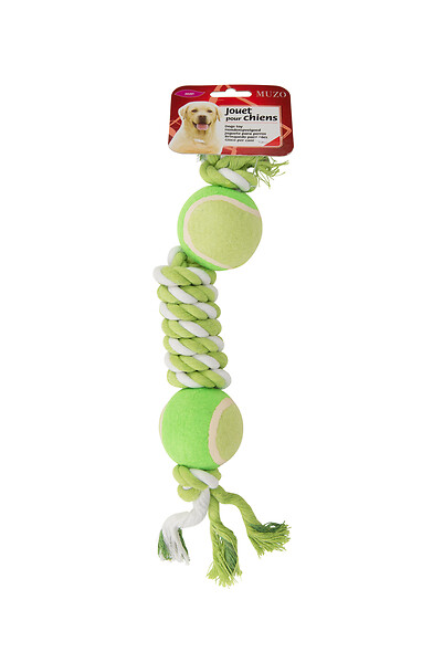 TYROL - Jouet pour chien TYROL maxi corde double balle tennis - large