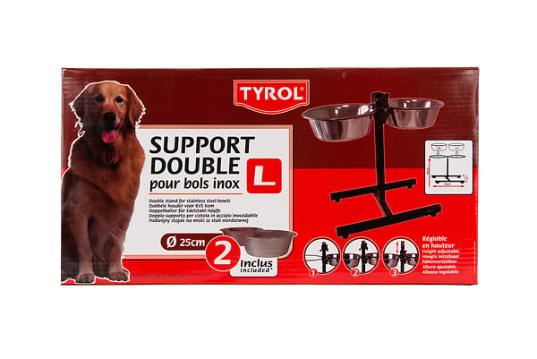 TYROL - Support gamelle avec 2 bols inox - large